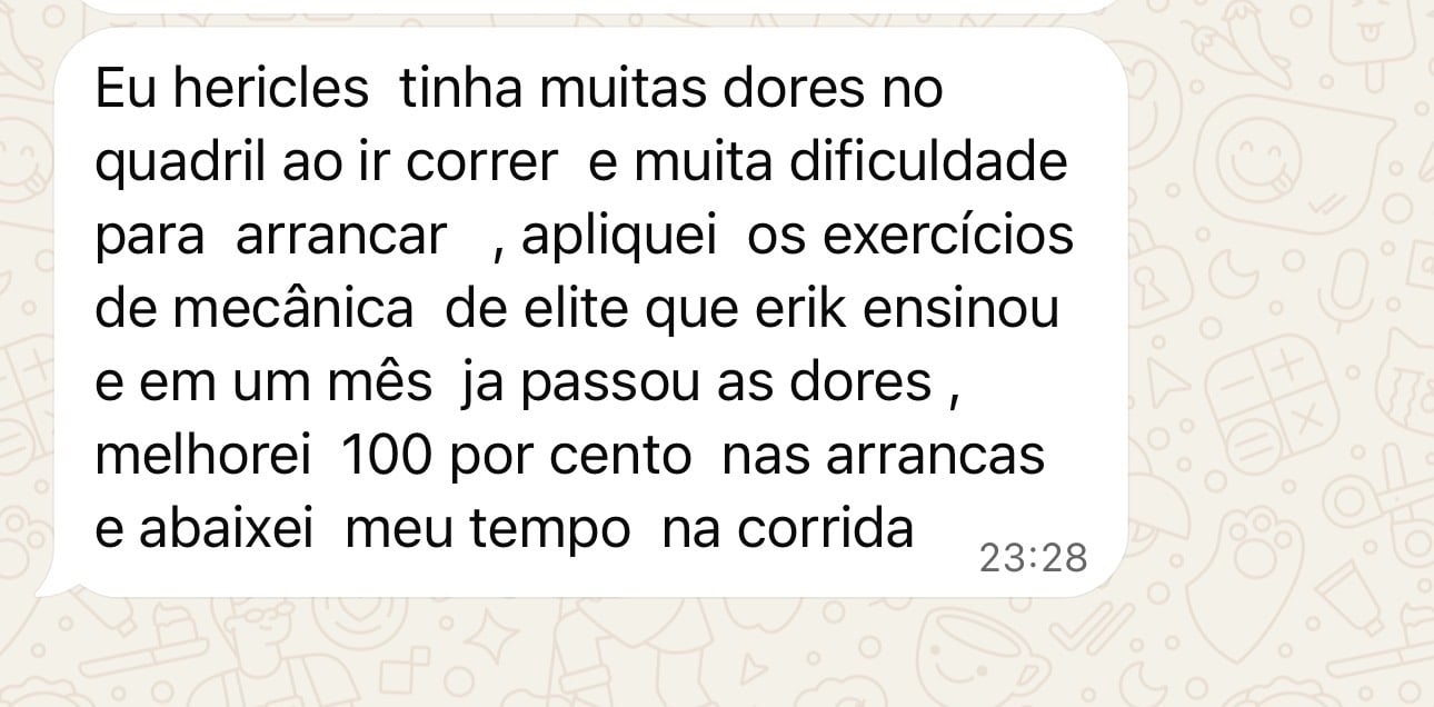Print: Tinha muitas dores, apliquei os exercícios, em um mês já passaram as dores e abaixei meu tempo.